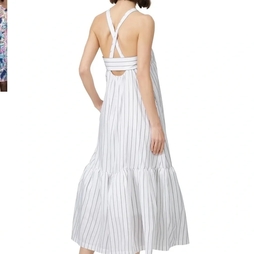 3.1 Phillip Lim Striped Tent Dress size 10 white with light brown strips D130 - Picture 2 of 14